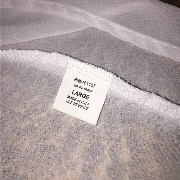 ChaCha Vente size large semi sheer mock wrap hi low convertible sleeves flowy - Picture 11 of 13